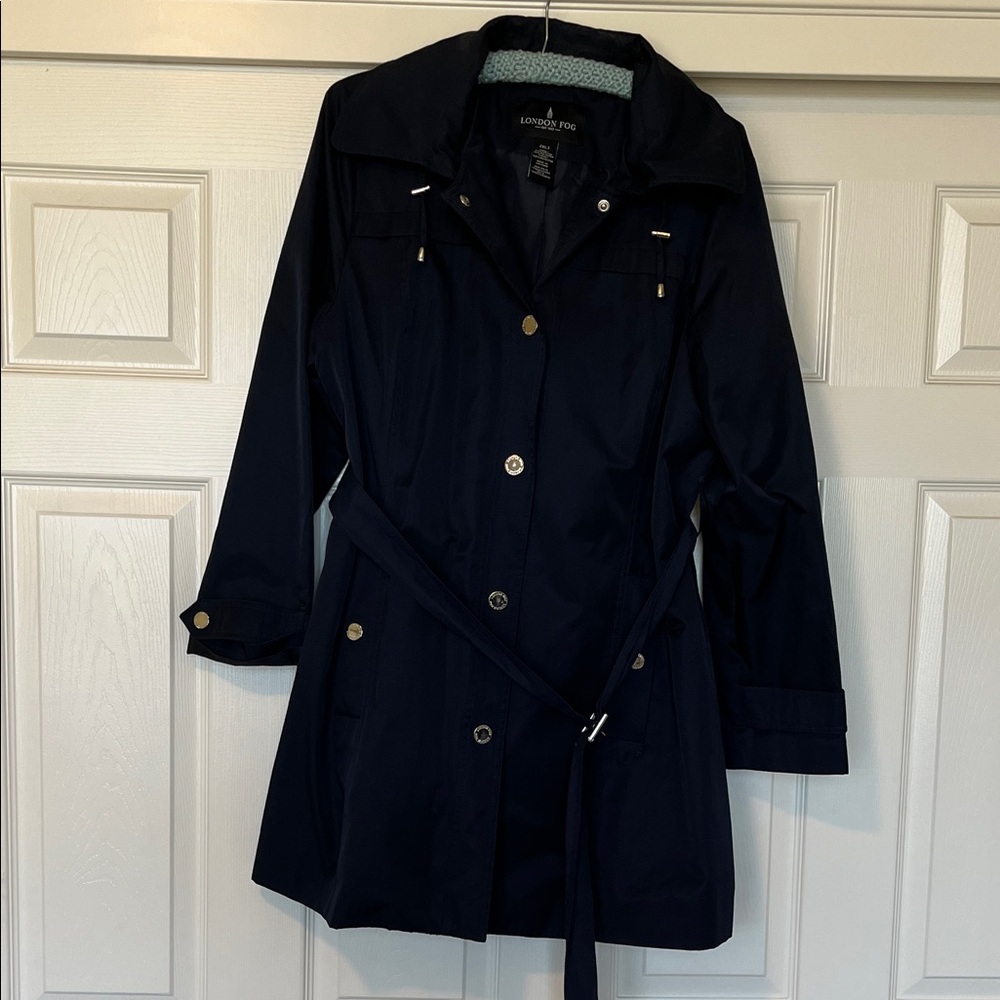 London Fog Blue Trench Coat Tailored Mid-Length